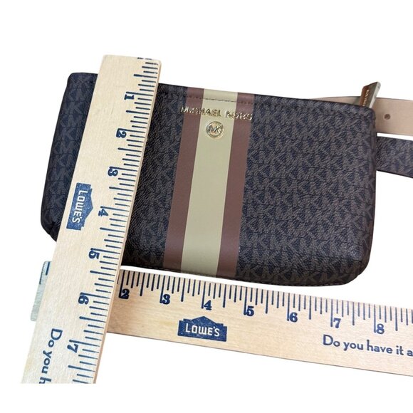 Michael Kors Logo Belt Bag S/M Brown/Gold Monogram Adjustable Strap Synthetic Cr - Picture 11 of 11
